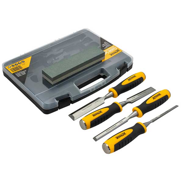 Chisel Set with Sharpening Stone - Set of 4 Piece
