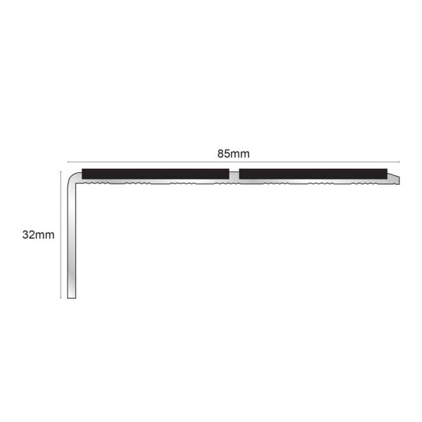 Commercial Stair Nosing 85mm x 32mm Edge Trim With Anti Slip Pvc Insert