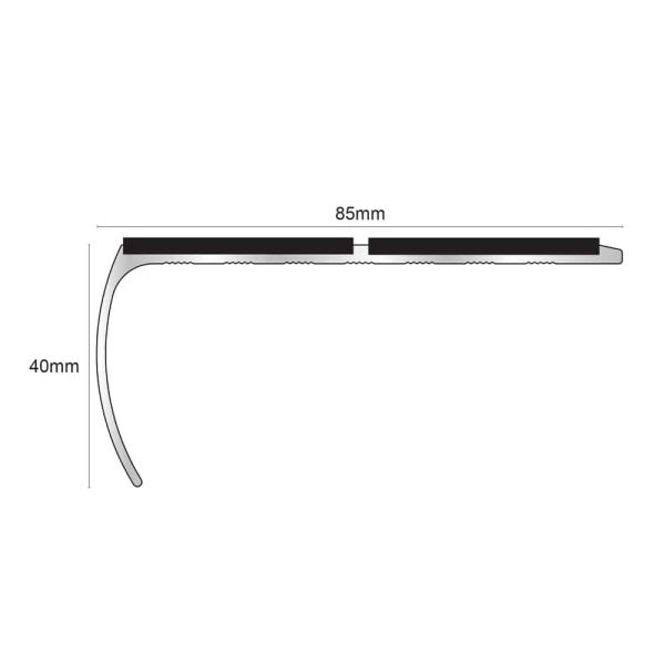 Commercial Stair Nosing 87mm x 40mm  Aluminium Edge Trim With Anti Slip Pvc Insert