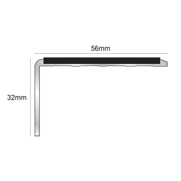 Commercial Stair Nosing Edge Trim 72mm x 55mm With Non-Slip PVC Insert