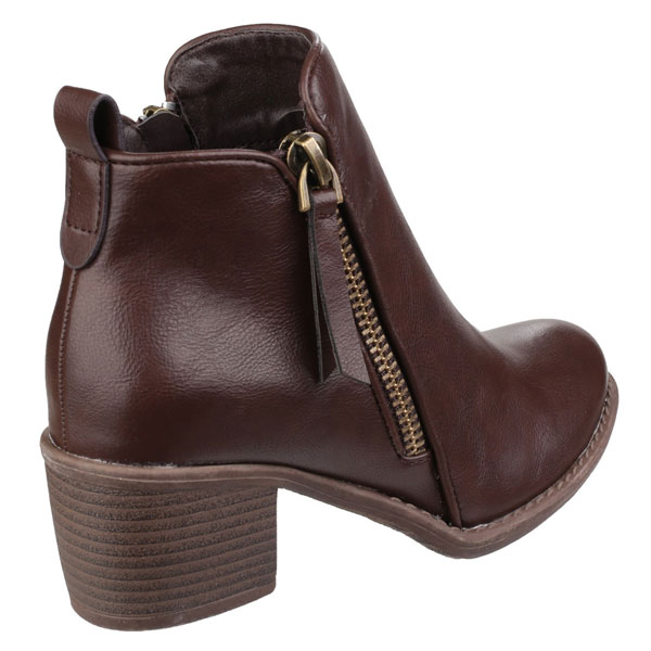 Dench Zip Up Ladies Block Heel Ankle Boot