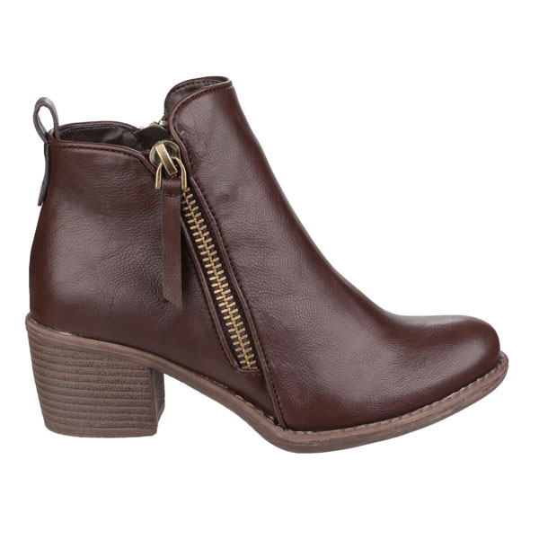 Dench Zip Up Ladies Block Heel Ankle Boot