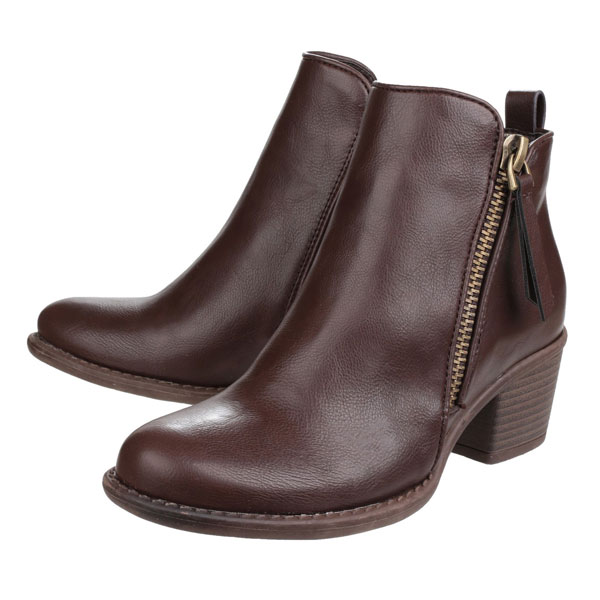 Dench Zip Up Ladies Block Heel Ankle Boot
