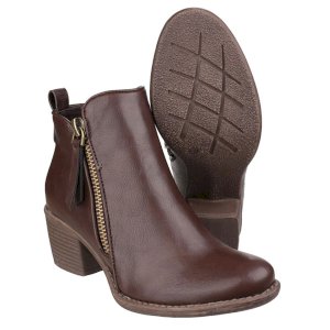 Dench Zip Up Ladies Block Heel Ankle Boot