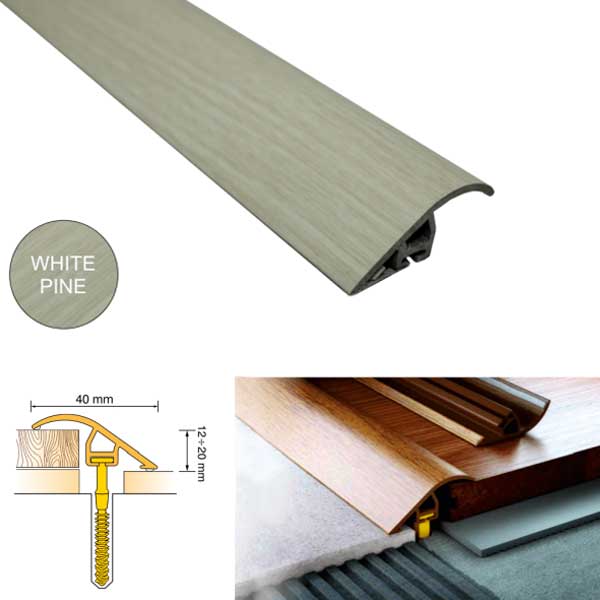 Door Threshold 40mm wide for Connecting wooden Laminate Carpet Vinyl or tiled floors UPVC Wood Effect