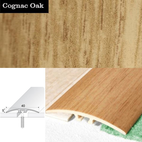 Door Threshold 40mm Wide Screw Fix Connecting Wood Carpet Floors UPVC Wood Effect