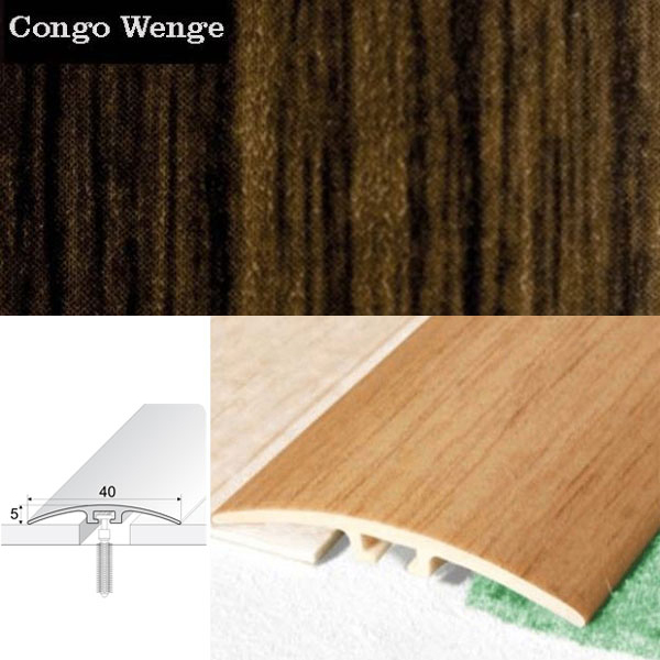 Door Threshold 40mm Wide Screw Fix Connecting Wood Carpet Floors UPVC Wood Effect