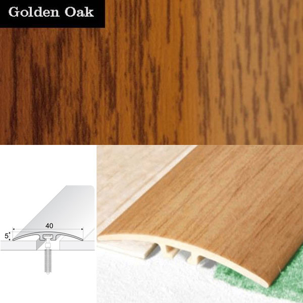 Door Threshold 40mm Wide Screw Fix Connecting Wood Carpet Floors UPVC Wood Effect