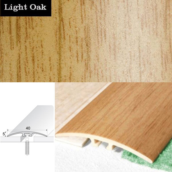 Door Threshold 40mm Wide Screw Fix Connecting Wood Carpet Floors UPVC Wood Effect