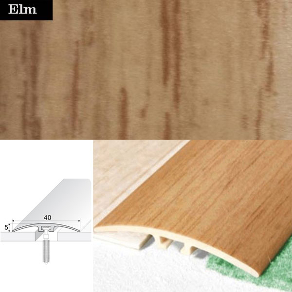 Door Threshold 40mm Wide Screw Fix Connecting Wood Carpet Floors UPVC Wood Effect