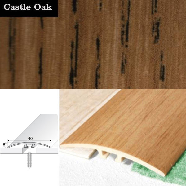 Door Threshold 40mm Wide Screw Fix Connecting Wood Carpet Floors UPVC Wood Effect