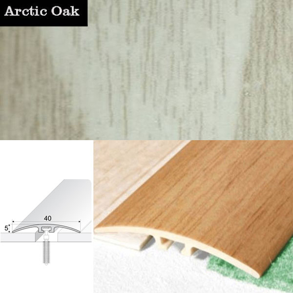 Door Threshold 40mm Wide Screw Fix Connecting Wood Carpet Floors UPVC Wood Effect