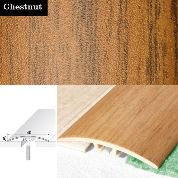 Door Threshold 40mm Wide Screw Fix Connecting Wood Carpet Floors UPVC Wood Effect