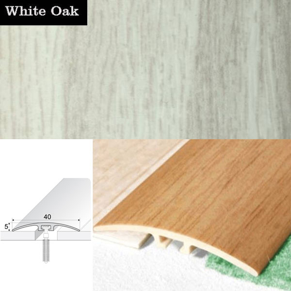 Door Threshold 40mm Wide Screw Fix Connecting Wood Carpet Floors UPVC Wood Effect