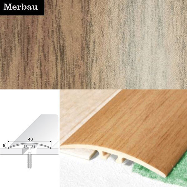 Door Threshold 40mm Wide Screw Fix Connecting Wood Carpet Floors UPVC Wood Effect