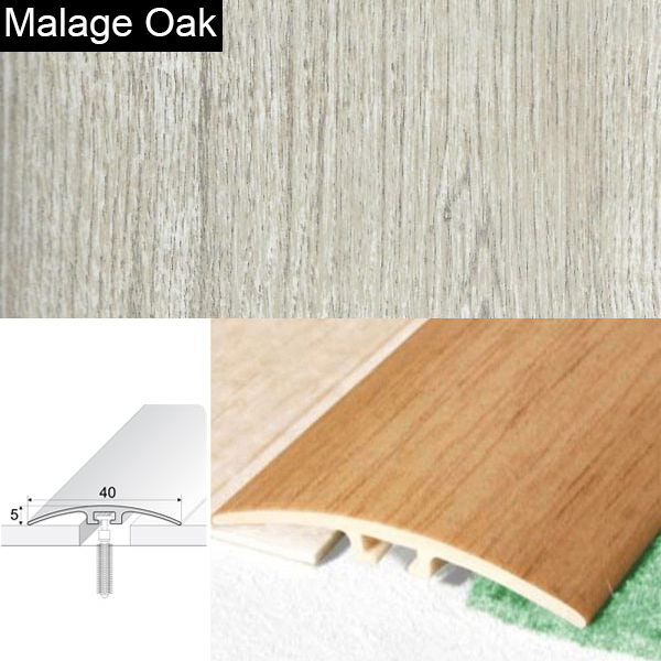 Door Threshold 40mm Wide Screw Fix Connecting Wood Carpet Floors UPVC Wood Effect