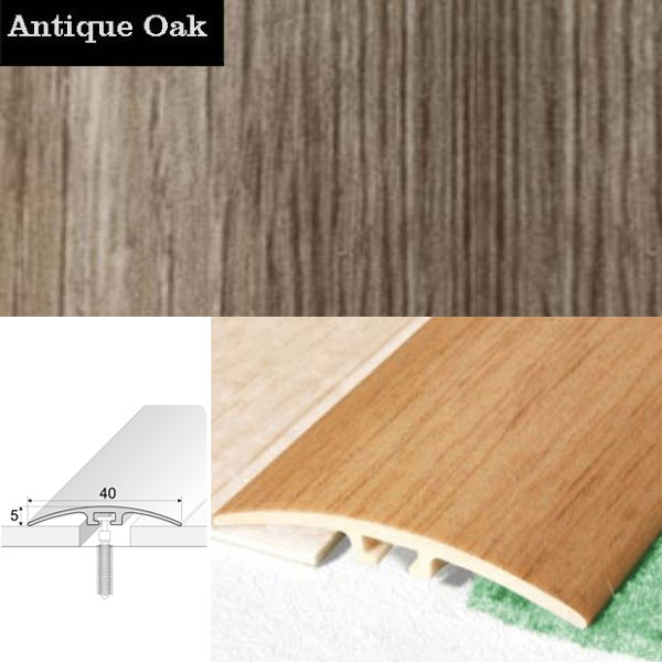 Door Threshold 40mm Wide Screw Fix Connecting Wood Carpet Floors UPVC Wood Effect