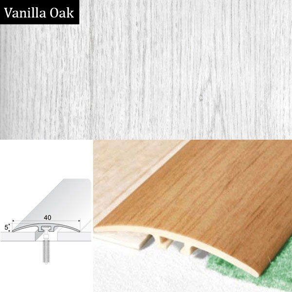 Door Threshold 40mm Wide Screw Fix Connecting Wood Carpet Floors UPVC Wood Effect