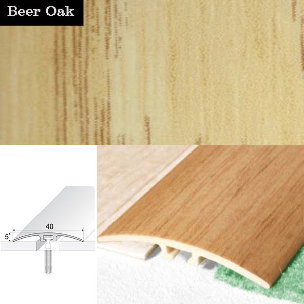 Door Threshold 40mm Wide Screw Fix Connecting Wood Carpet Floors UPVC Wood Effect