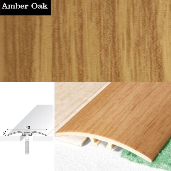Door Threshold 40mm Wide Screw Fix Connecting Wood Carpet Floors UPVC Wood Effect