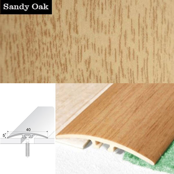 Door Threshold 40mm Wide Screw Fix Connecting Wood Carpet Floors UPVC Wood Effect