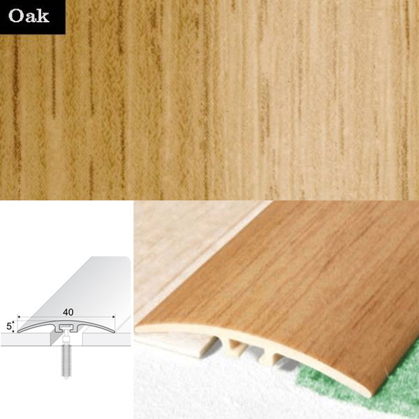 Door Threshold 40mm Wide Screw Fix Connecting Wood Carpet Floors UPVC Wood Effect