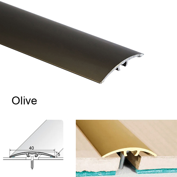 Door Threshold for connecting wooden, laminate, carpet, vinyl or tiled floors Anodised Aluminium