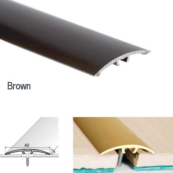 Door Threshold for connecting wooden, laminate, carpet, vinyl or tiled floors Anodised Aluminium