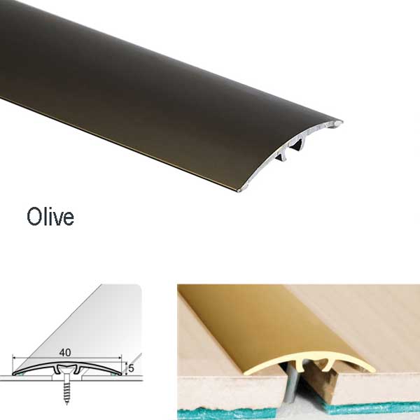 Door Threshold for connecting wooden, laminate, carpet, vinyl or tiled floors Anodised Aluminium