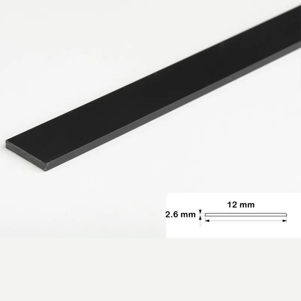 Durable Black 1m PVC Flat Bar Trim Architrave Cover