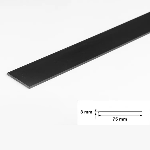 Durable Black 1m PVC Flat Bar Trim Architrave Cover