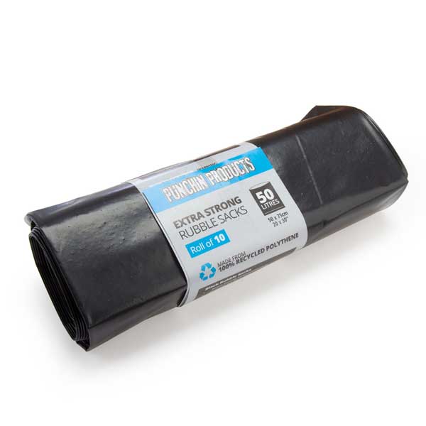  Eco-Friendly Black Rubble Sacks - 20 Rolls 10 Sacks Per Roll