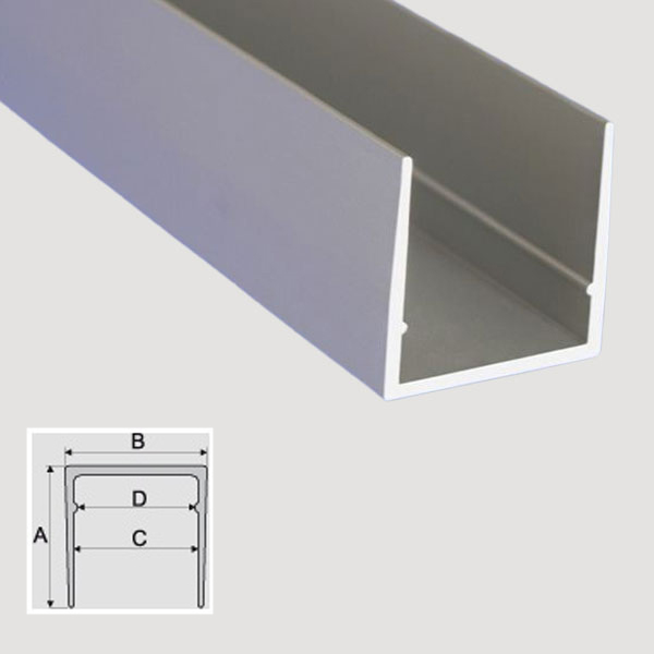 Equal Sided C Shape Aluminum Anodised Channel Grooved Bar - 1m Long