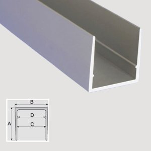 Equal Sided C Shape Aluminum Anodised Channel Grooved Bar - 1m Long