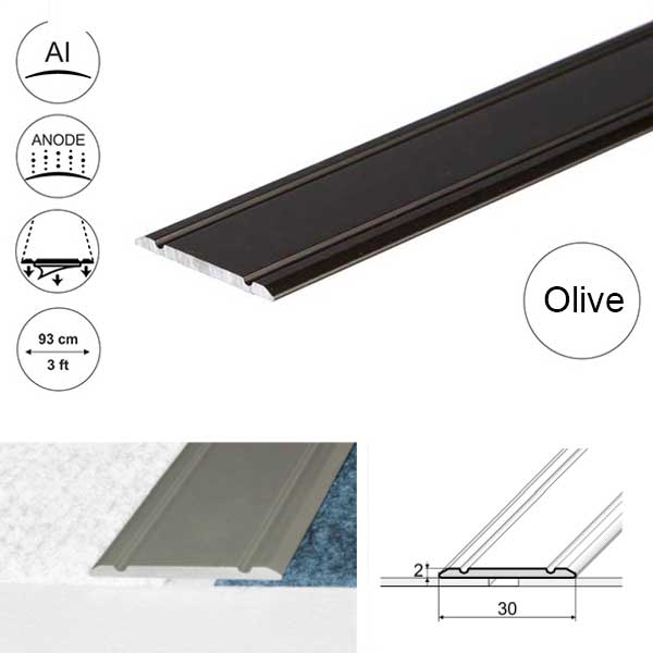 Flat Door Threshold Self Adhesive For Wooden, Laminate, Carpet Vinyl Flooring Aluminium