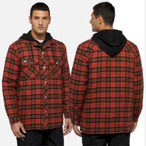 Fleece Hooded Flannel Shirt Jacket for Men