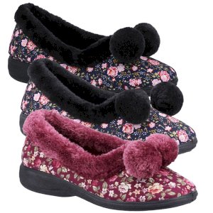Goldfinch Floral Pom Pom Ladies Slipper