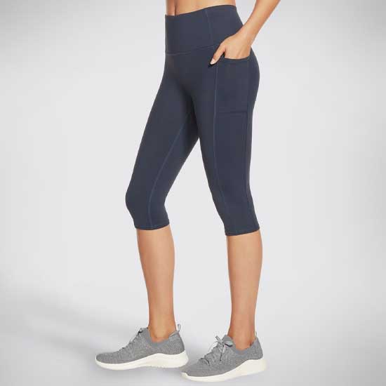 GOWALK Ladies Workout Capri Leggings with Compression Waist