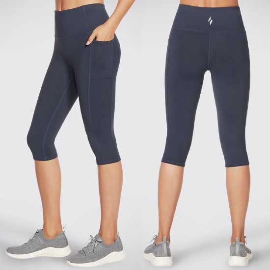 GOWALK Ladies Workout Capri Leggings with Compression Waist