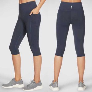 GOWALK Ladies Workout Capri Leggings with Compression Waist