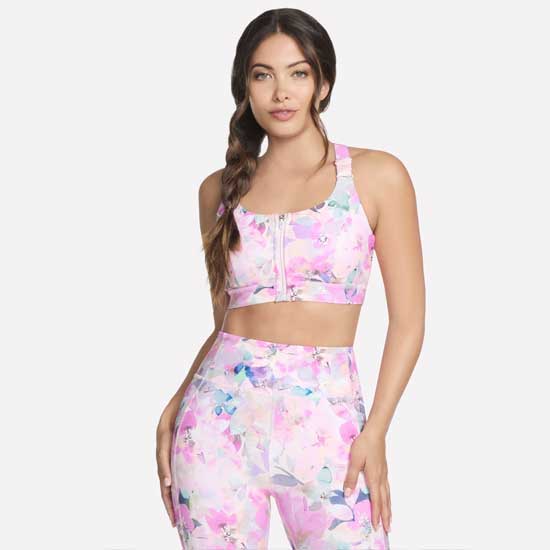 Floral Print Racerback GoWalk Bra with Front Zipper