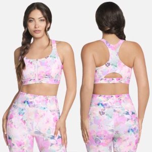 Floral Print Racerback GoWalk Bra with Front Zipper