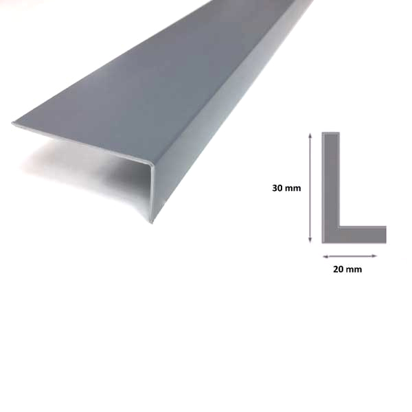 Gray PVC 90 Degree Corner Angle Trim – 1 Meter Unequal Edge Profile
