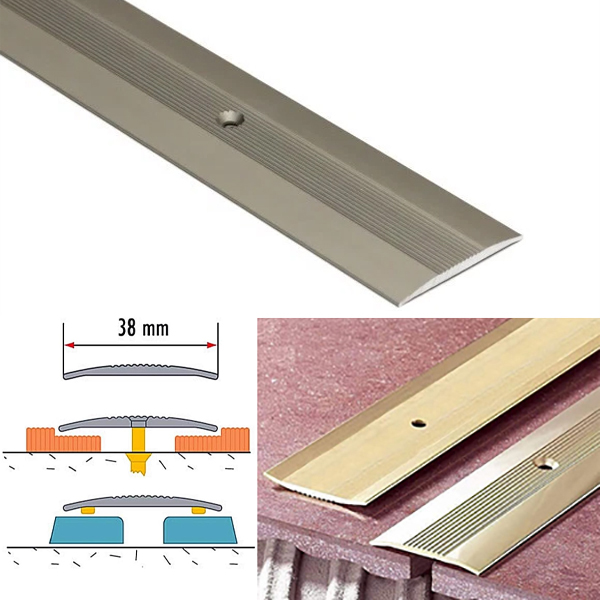 Grooved Floor Trim For Joined Carpets Aluminium