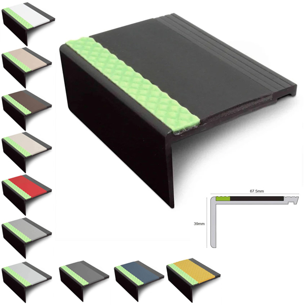 Hard Node PVC 67.5mm × 39mm Heavy Duty Commercial Stair Nosing