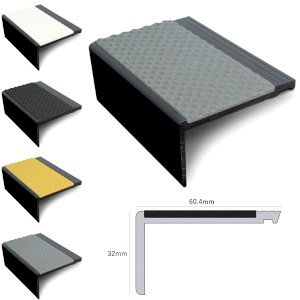 Heavy Duty Hard Node PVC Stair Nosing 60.4 x 32mm Tredsafe Non Slip