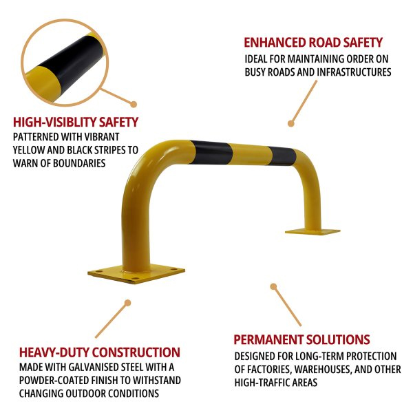 Heavy Duty Hoop Safety Bolt Down Barriers - Black & Yellow