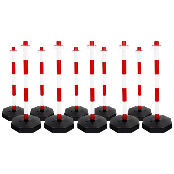 Heavy Duty Plastic Chain Bollards For Outdoor & Indoor Use - 10 Posts