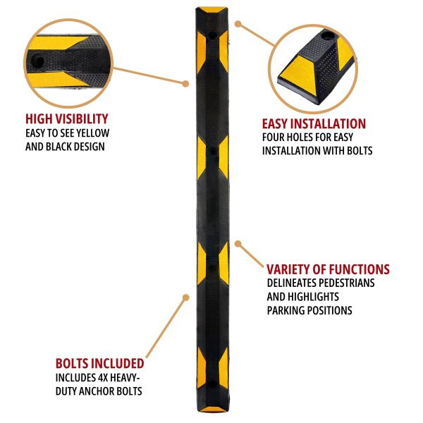 Heavy-Duty Rubber Parking Stop Kerb