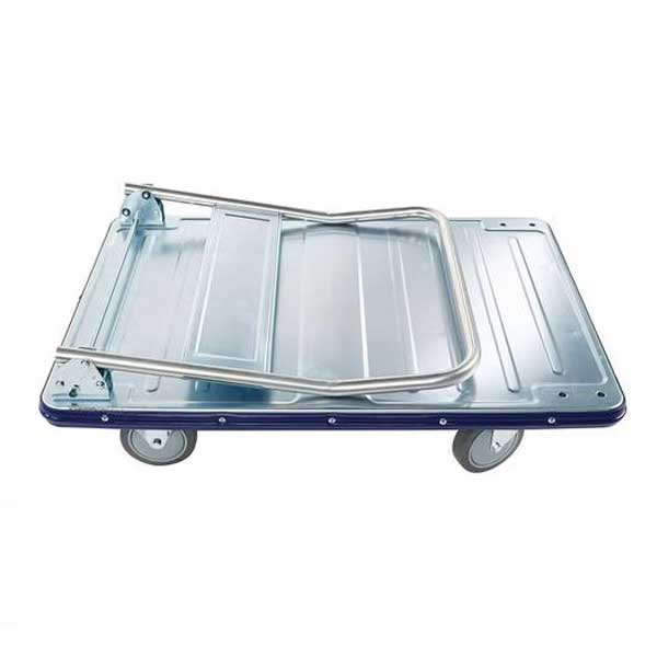 Heavy-Duty Silver Platform Trolley with Foldable Handle